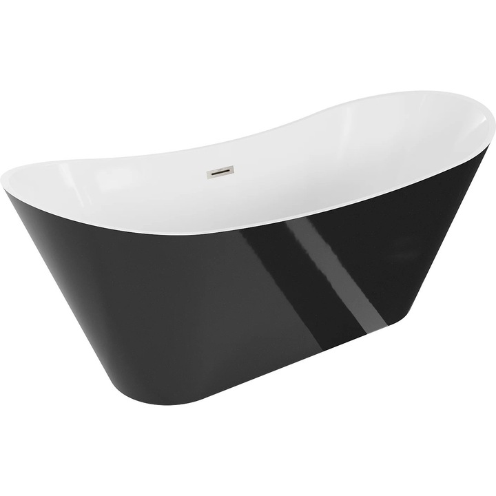 Mexen Celia cada freestanding 170 x 75 cm, alb/negru, evacuare din nichel periat - 52331707575-97