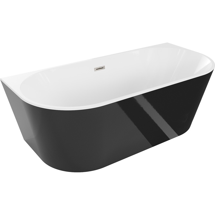 Mexen Oval cada freestanding de perete 170 x 80 cm, alb/negru, deversare din nichel periat - 52671708075-97