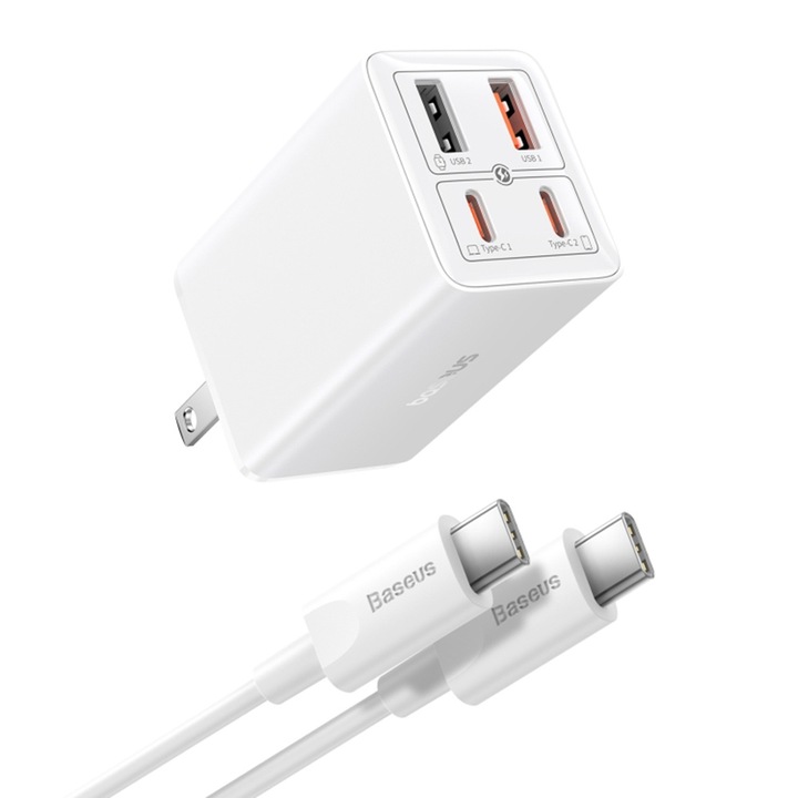 Зарядно за САЩ 2x USB, 2x Type-C, 65W + Type-White кабел