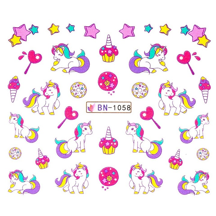 Set 4 x Tatuaj Unghii Luxorise Unicorn Song, Bn-1058