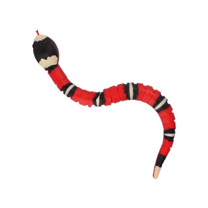 Jucarie interactiva Dusiq Sensor Snake, potrivita pentru pisici, senzor de evitare a obstacolelor, din material ABS, 40x4x3.5cm, Multicolor