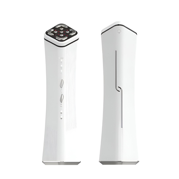 Aparat de masaj facial cu EMS, frecvente radio (RF) si terapie prin lumina, 5W, pentru lifting si rejuvenarea fetei, alimentare AC100-240V, elimina ridurile si imperfectiunile, Alb