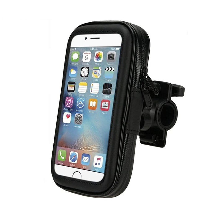 ISAG, Táska típusú mobiltelefon toktartó kerékpárhoz és motorkerékpárhoz Univerzális, víz- és ütésálló, érintőképernyős, 360*-ban forgatható, Samsung, iPhone, Xiaomi, OPPO kompatibilis, 5,5 hüvelyk és 7 hüvelyk közötti kijelzővel, fekete