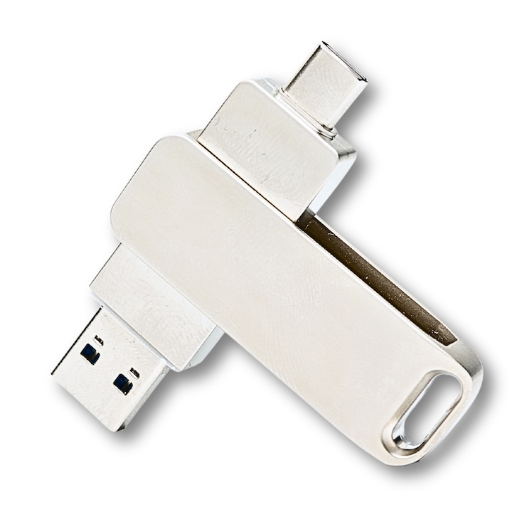 USB Dual Drive памет за смартфони, таблети и компютри, 1 TB, USB 3.1, USB Type-C, метал, сребрист