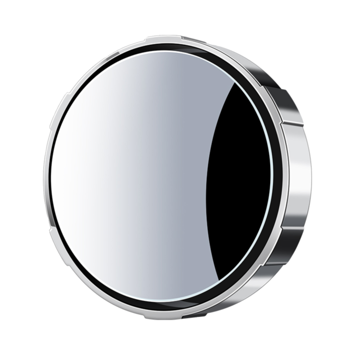 Oglinda auto rotunda mica, ajustabila 360°, rezistenta la apa, cu suport cu ventuza, sticla, pentru unghi mort, argintie
