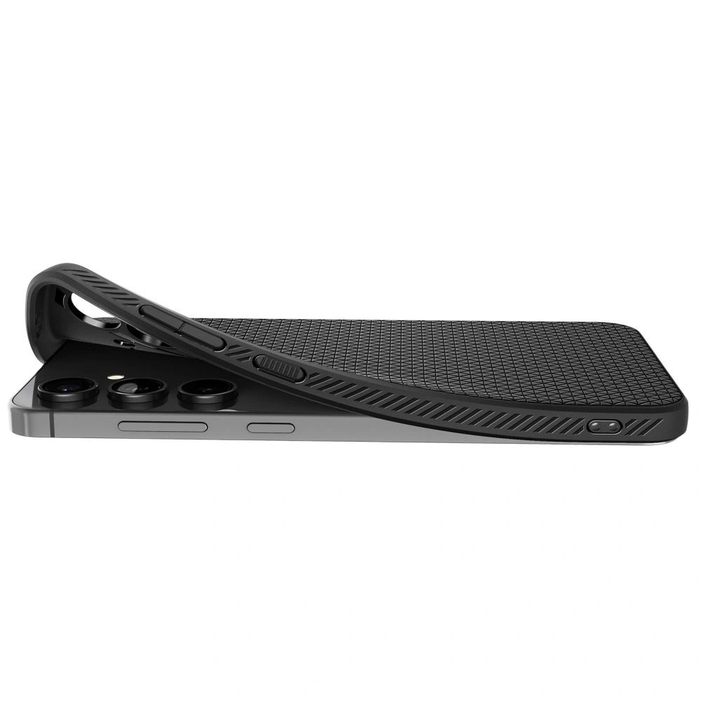Husa Spigen Liquid Air pentru Galaxy S24 FE, TPU, negru, design subtire, textura antiderapanta