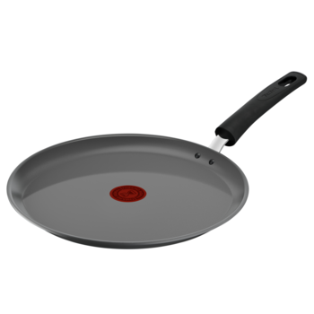 Tigaie de clatite Tefal Renew+, 25 cm, invelis antiaderent, indicator Thermo-Signal, baza Thermo-Fusion, maner nituit, aluminiu 100% reciclat, inductie, gri