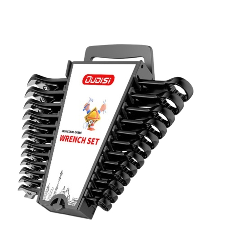 Set de 19 chei cu capete duble, 6mm-24mm, cu suport din plastic pentru depozitare, unelte industriale