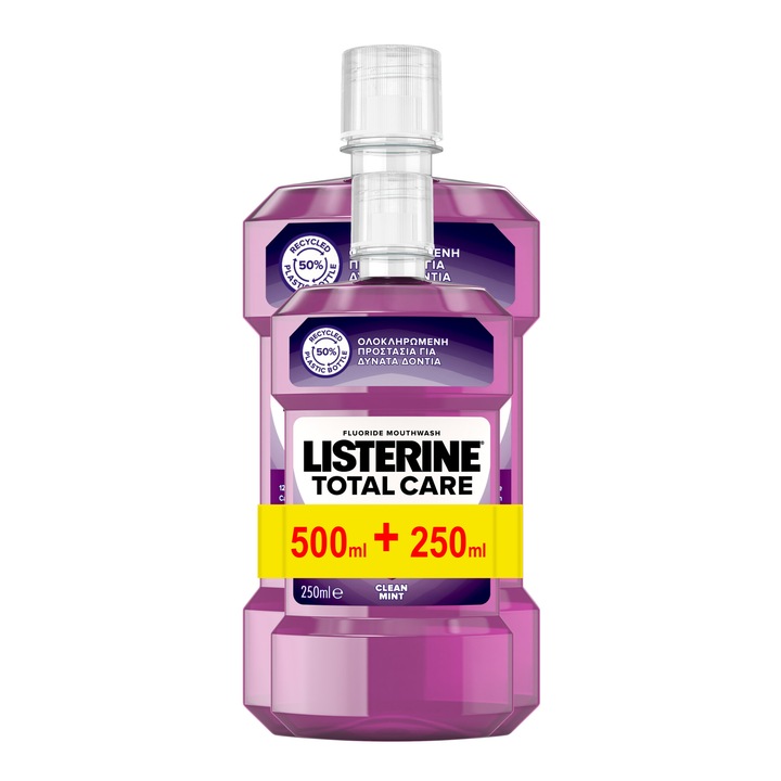 Комплект: Вода за уста Listerine Total Care, 500 мл + 250 мл