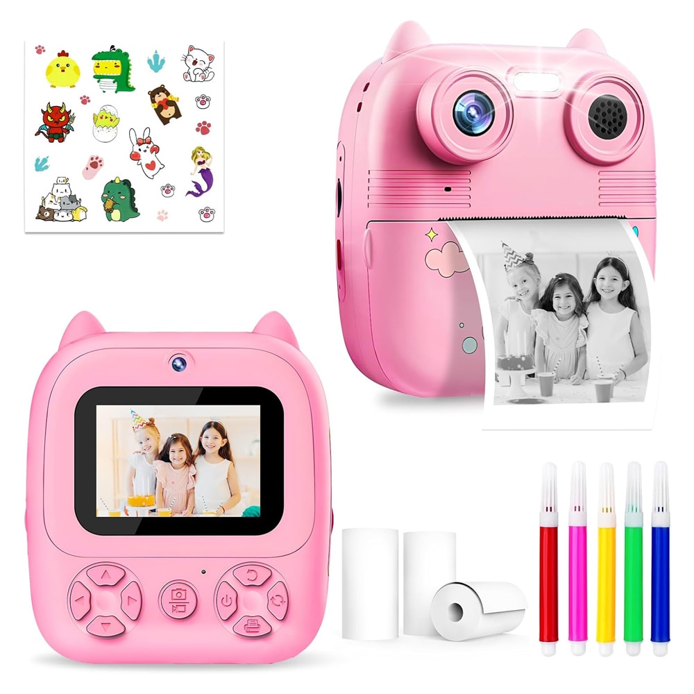 Aparat foto 2 in 1, cu functie printare, roz