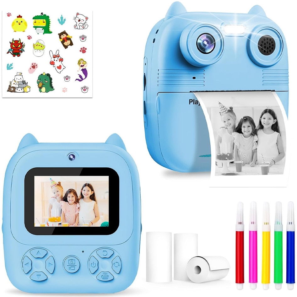 Aparat foto 2 in 1, cu functie printare, albastru