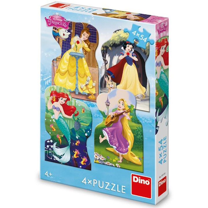 Комплект от 4 пъзела Dino Toys - Disney Princess, 4x54 части