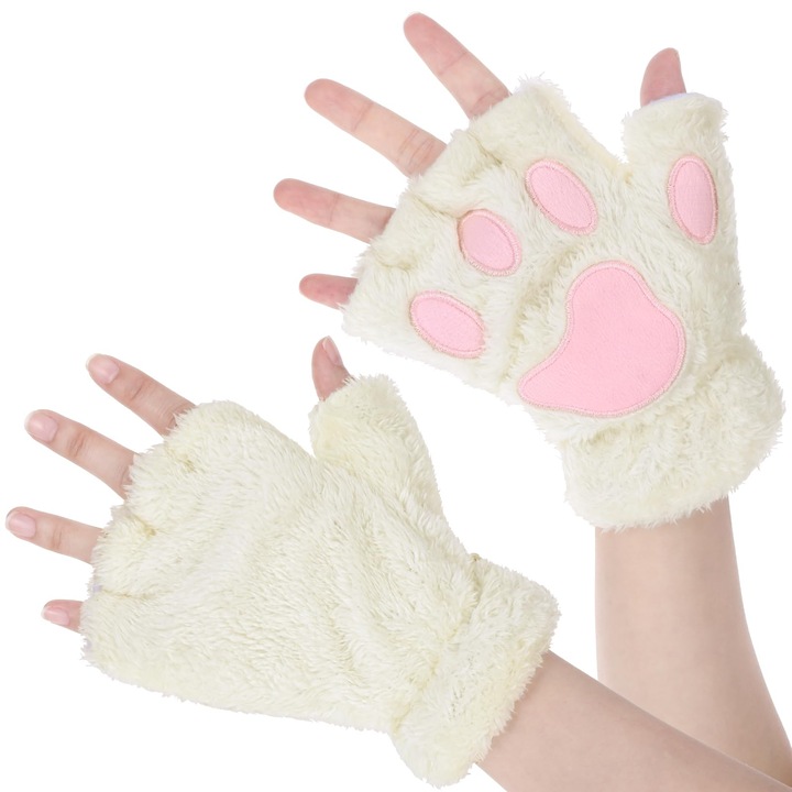 Manusi pentru zgariat pisici, alb, bumbac