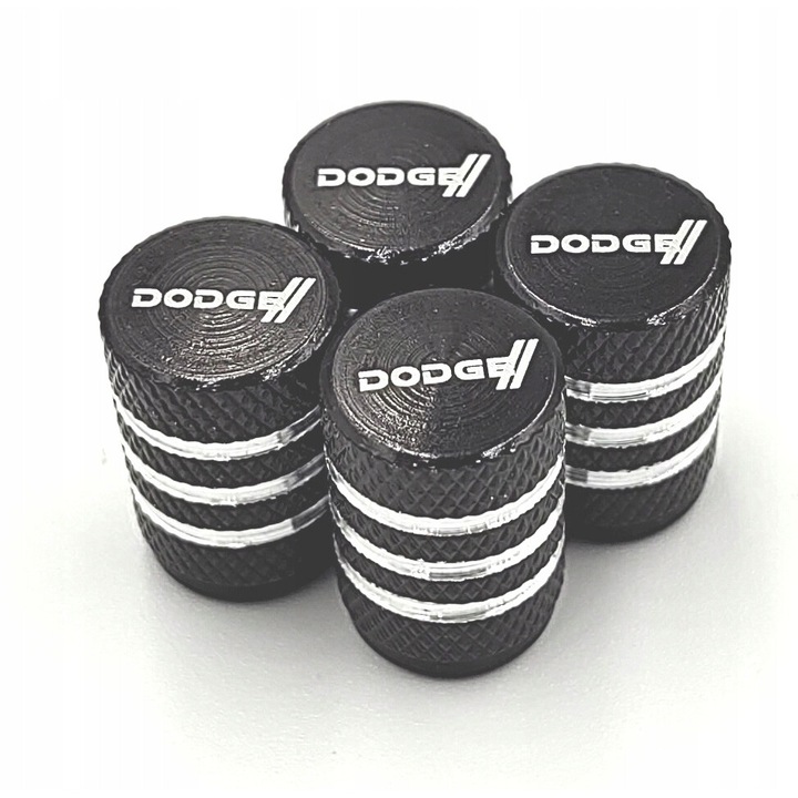 4 db-os gumiszelep sapka készlet, DODGE modell, 16x11mm, alumínium, fekete