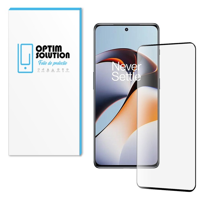 Folie din Sticla Securizata Gallant 5D compatibila cu OnePlus 12R, OPTIM SOLUTION, Curved Screen, Rezistenta 9H (Anti-Explozie) cu Lipire pe Toata Suprafata, HD Clarity, Full Glue, Unbreakable Edges, Optim Protection Tech, Clear Vision, Negru