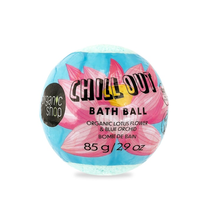 Bila de baie efervescenta Organic Shop Chill Out Lotus Flower Blue Orchid, 85 g