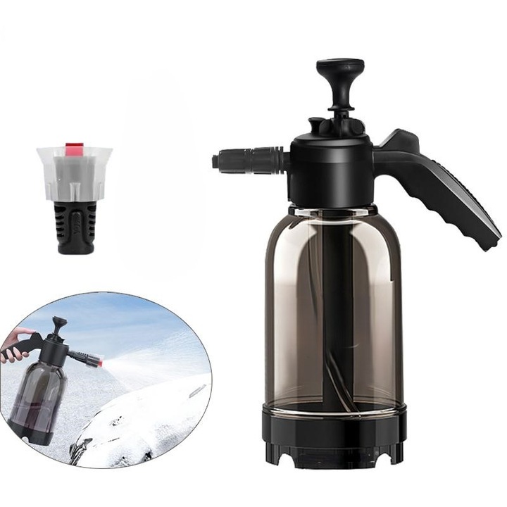 Pulverizator manual cu presiune, Zola, pentru spuma de spalat auto, 2L, Zola, Polipropilena, 34 x 13 cm, negru