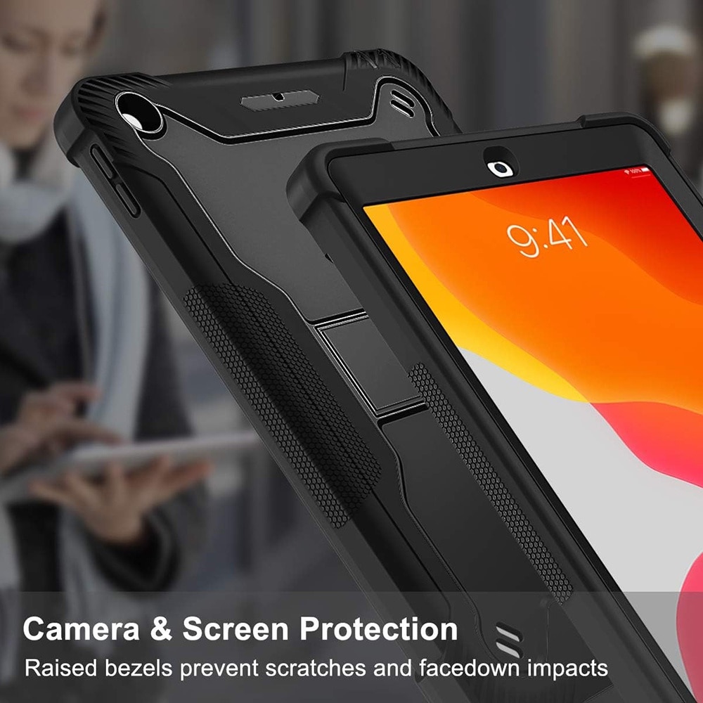 [Pachet 360°] Husa + folie din sticla pentru iPad 9 10.2 inch 2021 Rugged Heavy Duty - negru