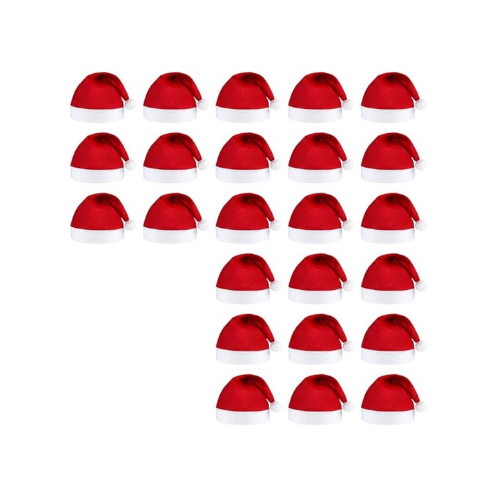 Set de 36 caciuli de Mos Craciun, ANVAVO, cu mansete albe, marime universala, pentru adulti, Rosu si alb