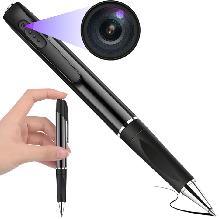 Pix spion cu camera ascunsa, Spreest®, W8, Full HD 1080P, microfon integrat, inregistrare video si foto, inregistrare in bucla, suport card microSD pana la 64 GB, design discret, negru