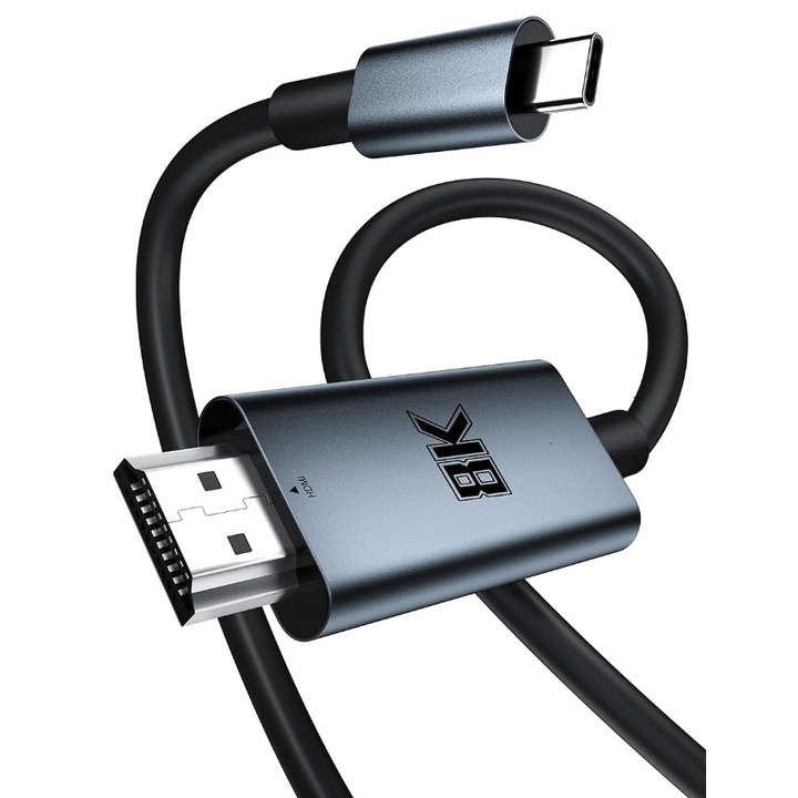 Cablu adaptor USB-C la HDMI 2.1 Spreest, 1.8m, suport 8K, negru