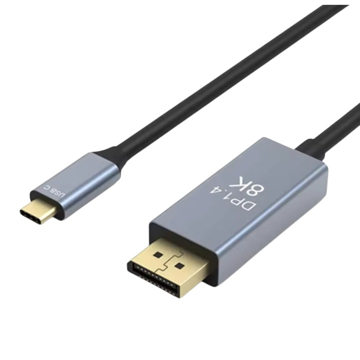 USB-C-DisplayPort adapterkábel, Spreest, 8K, 1,8 m, fekete/szürke