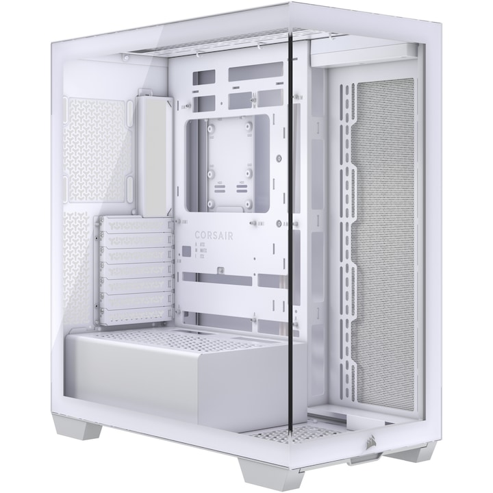 Корпус Corsair 3500X Tempered Glass Mid-Tower, съвместим с обратна връзка, бял