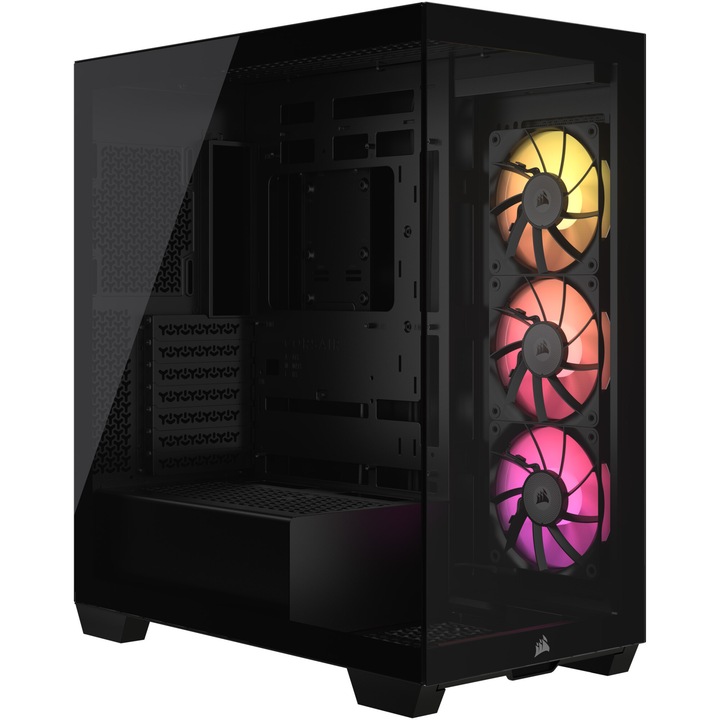 Компютърна кутия Corsair iCUE LINK 3500X RGB от закалено стъкло Mid-Tower, съвместим с обратна връзка, черен