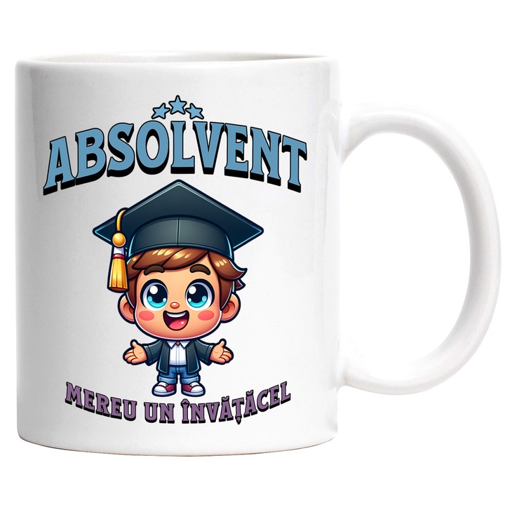 Абитуриентска чаша, винаги ученик, дете, училище, ново начало, 330мл, керамика с бяла дръжка
