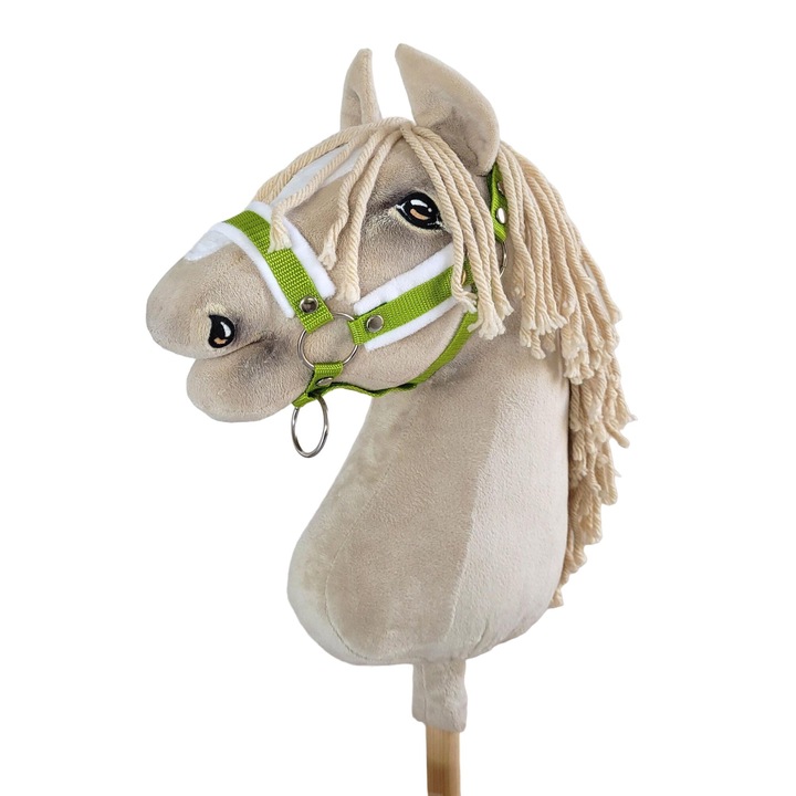 Регулируем оглавник Super Hobby Horse, с бяла козина, 1,5 см, зелен/бял