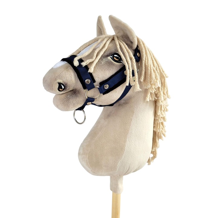 Регулируем оглавник Super Hobby Horse, с косъм, 1,5 см, син/черен