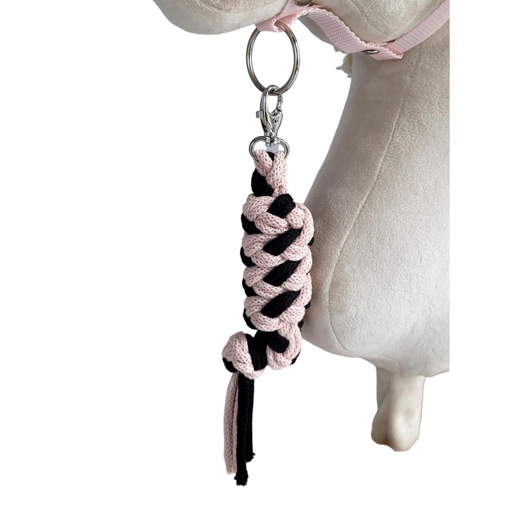 Въжена връзка за Hobby Horse, Super Hobby Horse, черно-пудрово розово, 73 см x 2 см, двойно плетен шнур