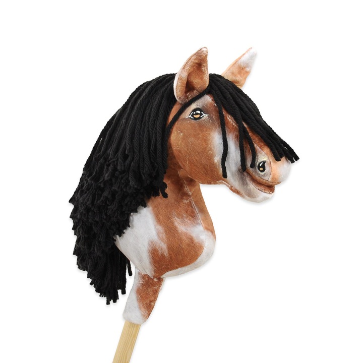 Calut pentru copii, Super Hobby Horse, Textil, Negru, 68x30x20cm, +3ani