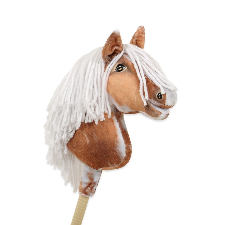 Ló gyerekeknek, Super Hobby Horse, Textil, Barna/Fehér, 68x30x20cm, +3 év