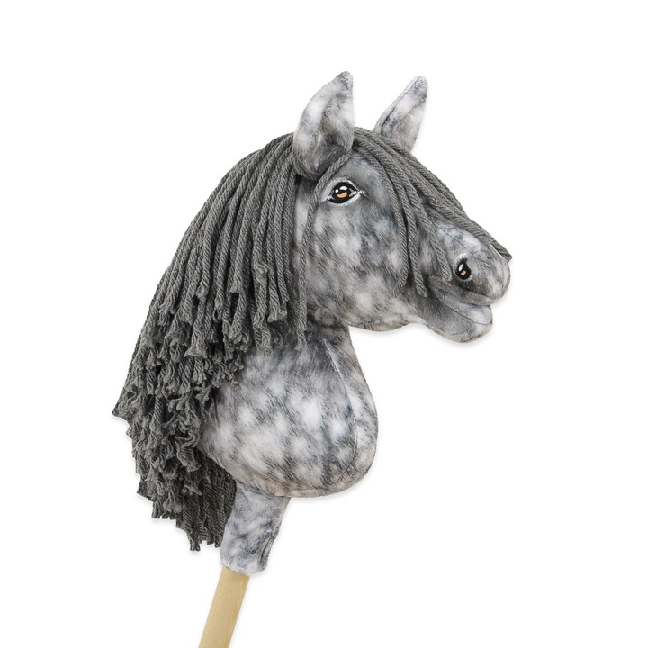 Calut pentru copii, Super Hobby Horse, Textil, Gri, 69x39x20cm, +3ani