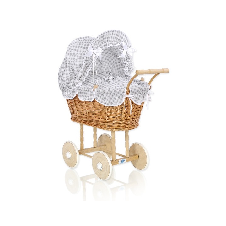 Babakocsi, My Sweet Baby, természetes rattan, szürke/barna, 50x32x69cm