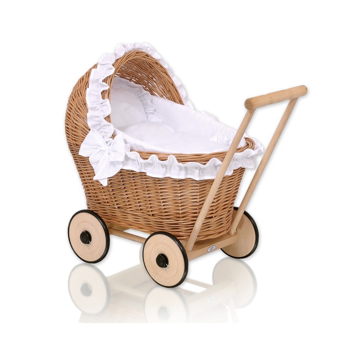 Babakocsi babáknak, My Sweet Baby, természetes rattan, barna/fehér, 48x31x51cm