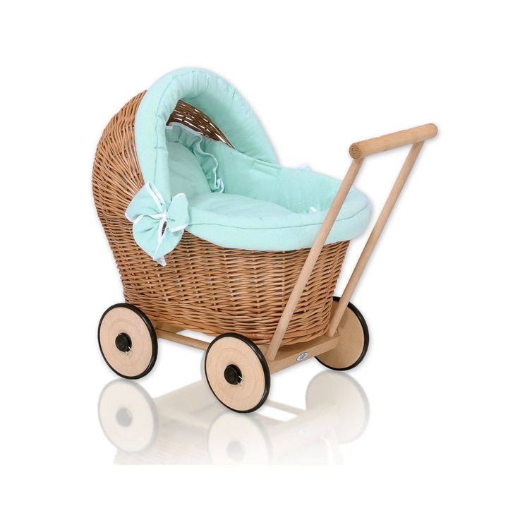 Babakocsi, My Sweet Baby, természetes rattan, többszínű, 48x31x51cm