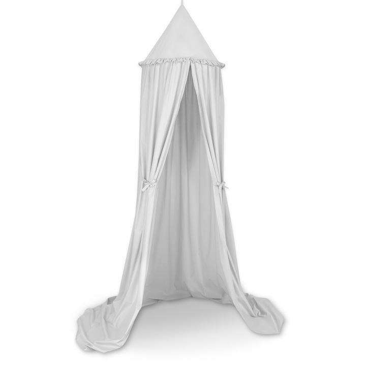 Балдахин за кошара My Sweet Baby, 100% памук, сив, 260см х 52см, комплект с обръч