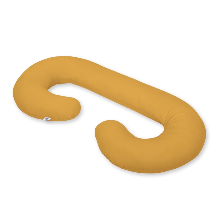 Perna de sarcina tip C, My Sweet Baby, musztarda, 115x60cm, pentru somn si alaptare