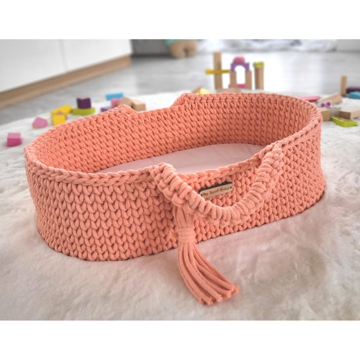 Кошница за кукли в бохо стил, My Sweet Baby, 47x29x13см, ръчна изработка, оранжев