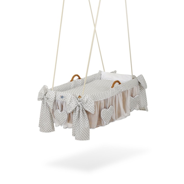 Patut bebe, My Sweet Baby, suspendat, 100% bumbac, 85x49x31cm, gri