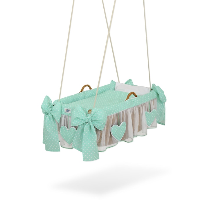 Leagan suspendat pentru bebelusi, My Sweet Baby, cu husa din bumbac, 85x49x31cm, verde menta