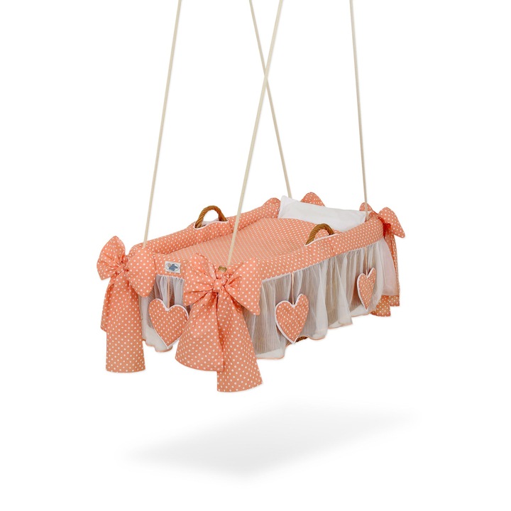 Patut bebe, My Sweet Baby, suspendat, 100% bumbac, 85x49x31cm, portocaliu