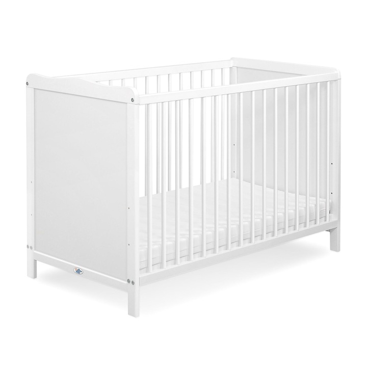 Patut bebe My Sweet Baby 120x60cm, alb, cu 3 bare, reglabil pe 3 niveluri