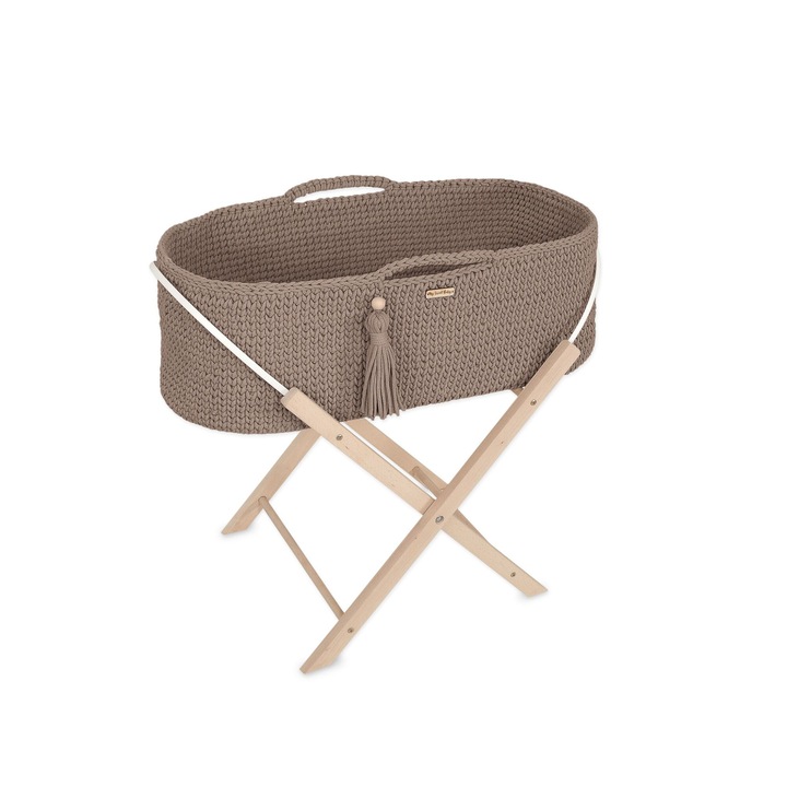 Cos bebe, cu suport, saltea Silver, 75x35x25cm, bej