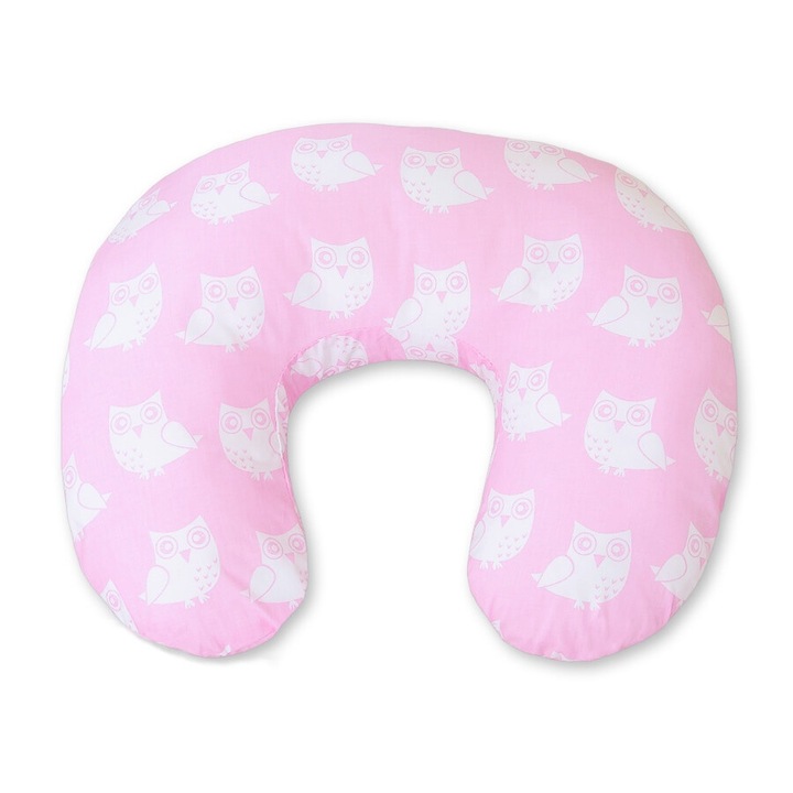 Възглавница за кърмачки Bobono, шарка боб, 60x47см, сертифициран памук, розово