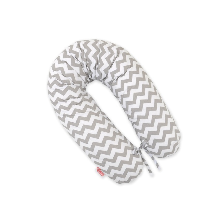 Възглавница за бременни Bobono, мултифункционална, 170см, сиво Chevron