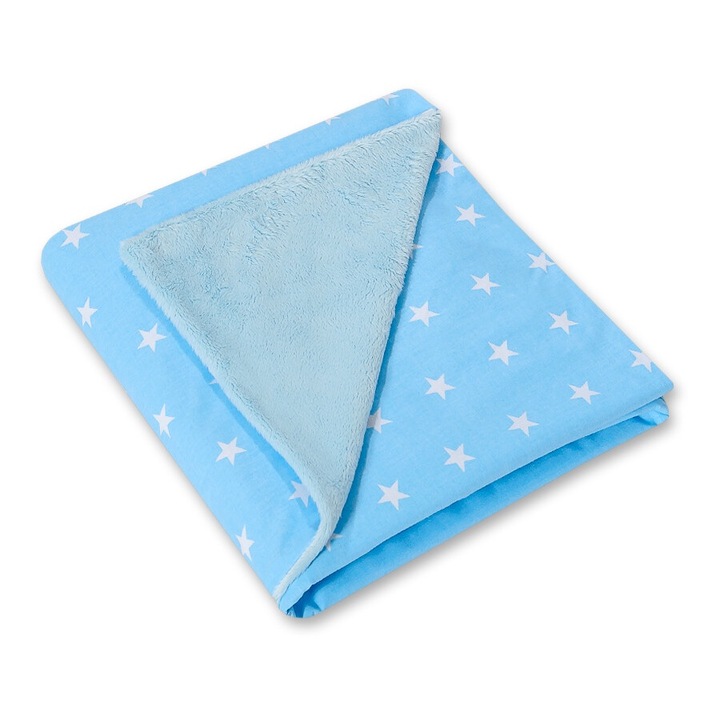 Одеяло за бебета, Bobono, 100x100см, памук, синьо