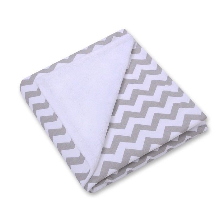 Одеяло за бебета, Bobono, 100x100см, сиво/бяло, памук